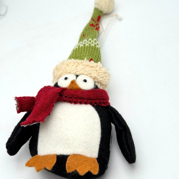 3 Pc Christmas Ornaments Penguin Gnome Bird Knit Felt Embroidery Festive - Picture 3 of 9